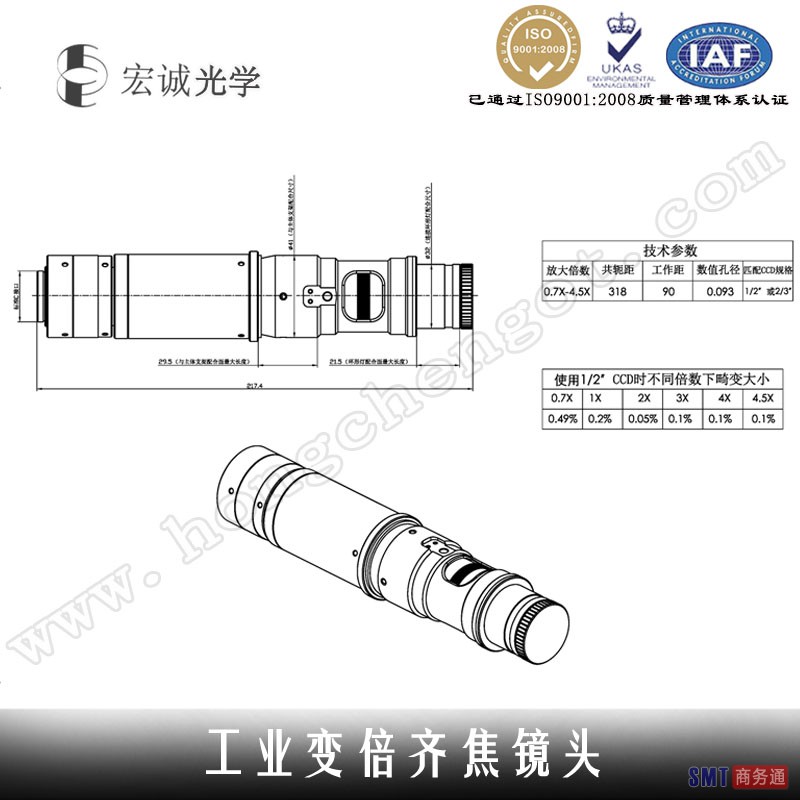 【专利产品】宏诚光学工业变倍齐焦镜头