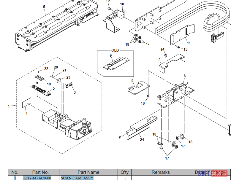 1 KHY-M7AC0-00 SCAN CAM. ASSY