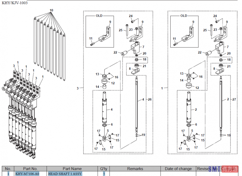 1 KHY-M7106-A0 HEAD SHAFT 1 ASSY. 5